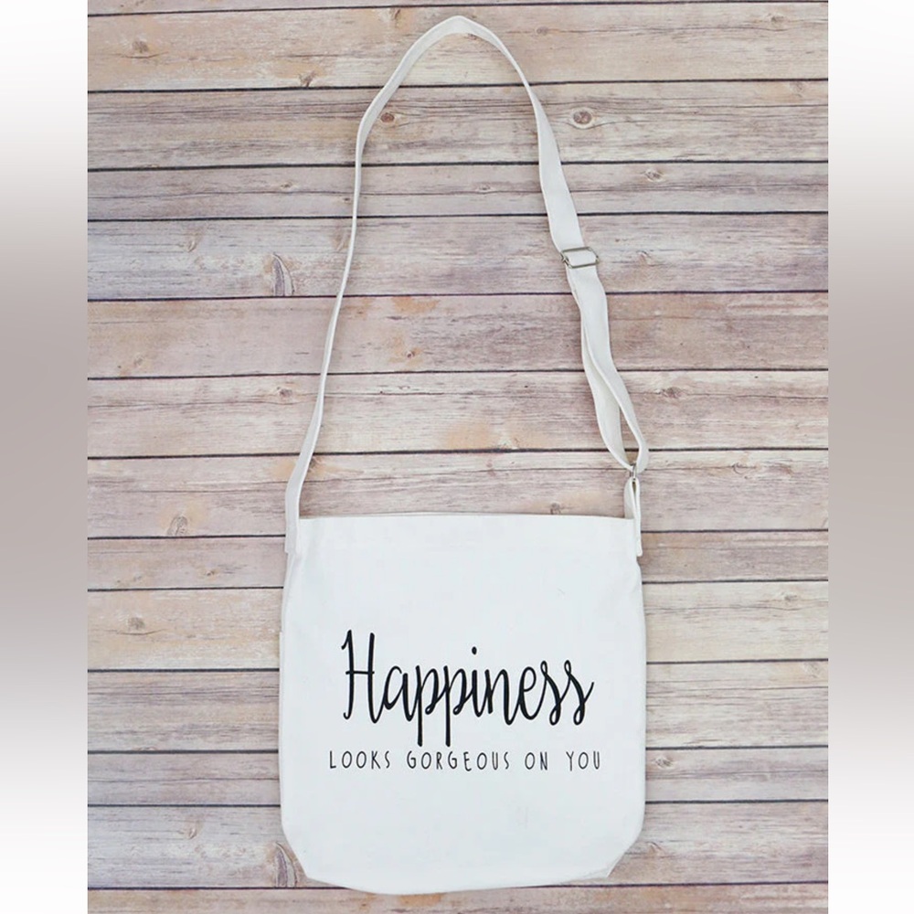 G & L Quote Canvas Tote Happiness Looks Gorgeous on You by Grace & Lace - NEW